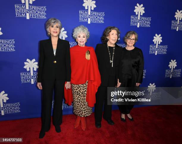 Jane Fonda, Rita Moreno, Lily Tomlin and Sally Field attend the world premiere opening night screening of “80 For Brady” during the 34th Annual Palm...