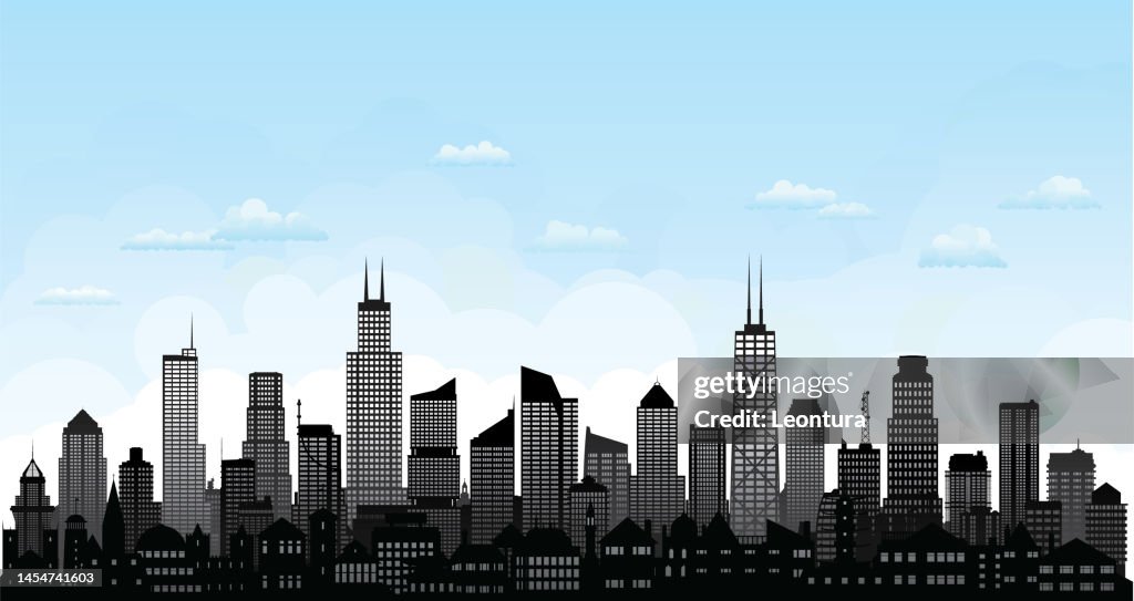 Chicago Skyline Silhouette (All Buildings Are Complete and Moveable)