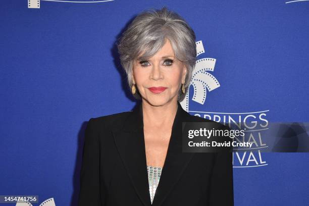 Jane Fonda attends the 2023 Palm Springs International Film Festival: World Premiere of "80 For Brady" at Palm Springs High School on January 06,...