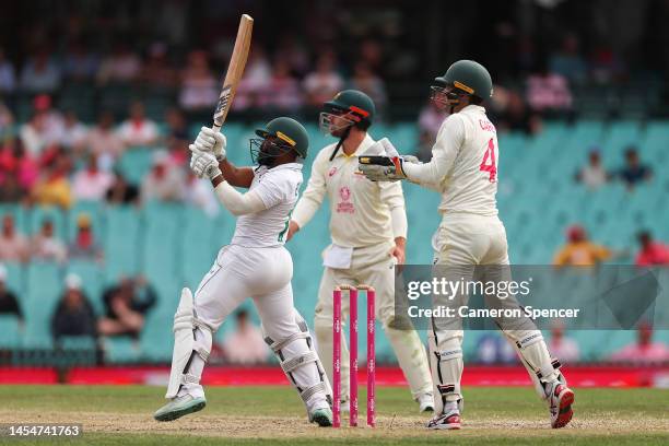 Temba Bavuma of South Africa bats during day four of the Third Test match in the series between Australia and South Africa at Sydney Cricket Ground...