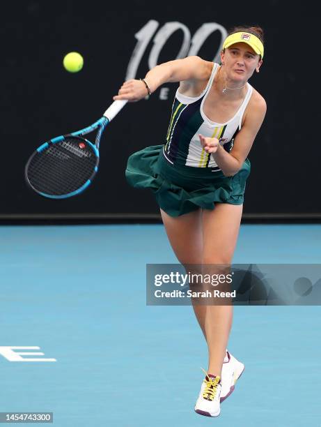 Irina-Camelia Begu of Romania competes against Aryna Sabalenka during day seven of the 2023 Adelaide International at Memorial Drive on January 07,...