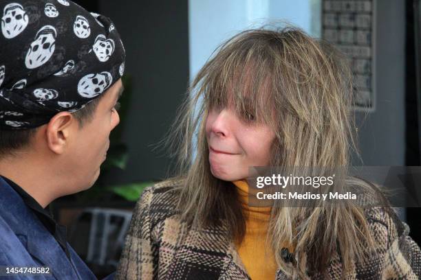 Venezuelan actress Gabriela Spanic speaks with a Yamarash Esotérico, after receiving a 'spiritual cleansing', on January 6, 2023 in Mexico City,...