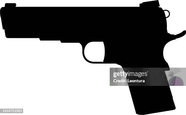 gun silhouette - handgun outline stock illustrations