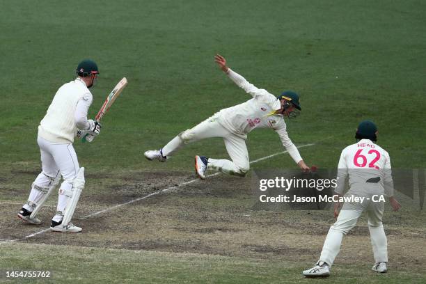 Marnus Labuschagne of Australia fields during day four of the Second Test match in the series between Australia and South Africa at Sydney Cricket...