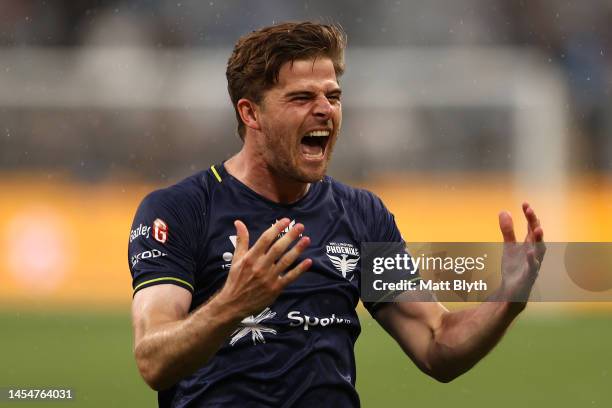 Alex Rufer of the Phoenix celebrates winning the round 11 A-League Men's match between Sydney FC and Wellington Phoenix at Allianz Stadium on January...