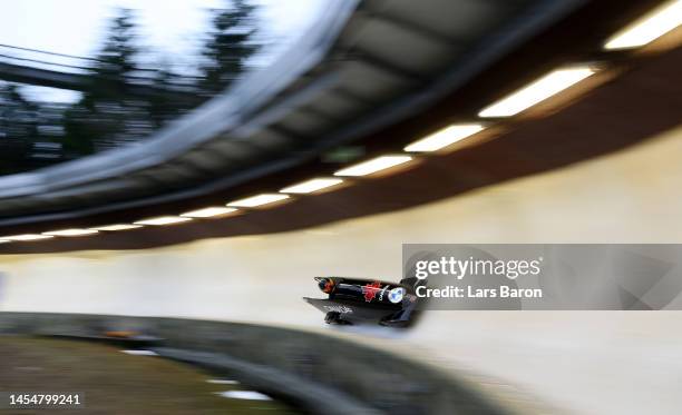 Cynthia Appiah of Canada competes competes in the Women's Monobob or Bobsleigh during the BMW IBSF Skeleton World Cup at Veltins Eis-Arena on January...