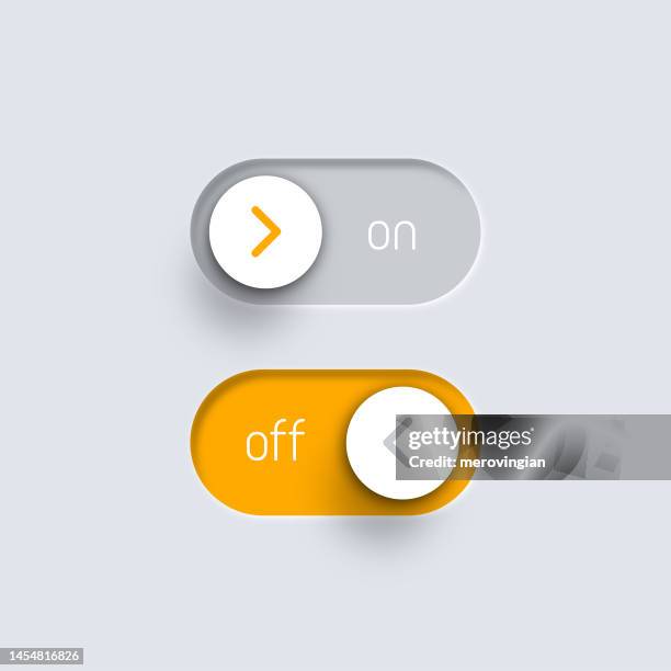 stockillustraties, clipart, cartoons en iconen met power button for mobile app. modern trendy neumorphism user interface style - knop