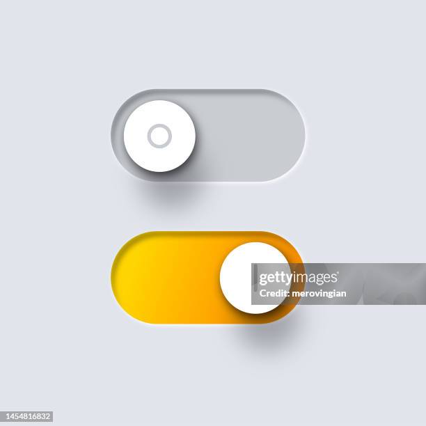 power button for mobile app. modern trendy neumorphism user interface style - toggle switch stock illustrations