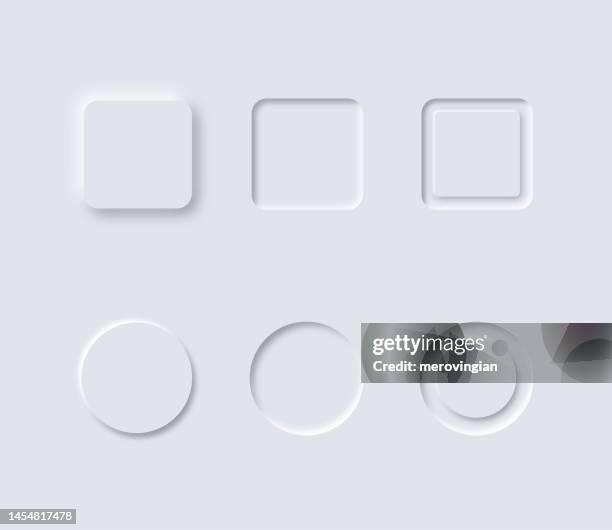 neumorphism ui-designelementsatz. einfache trendige schnittstelle für anwendungen - bedienungsknopf stock-grafiken, -clipart, -cartoons und -symbole