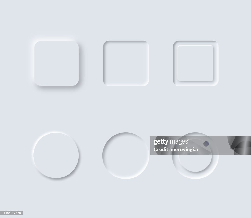 Neumorphism UI design element set. Simple trendy interface for applications