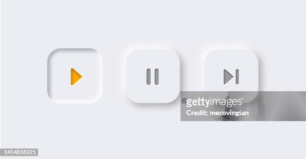 multimedia-symbole und audio, musik-lautsprecher lautstärke-symbole - start button stock-grafiken, -clipart, -cartoons und -symbole