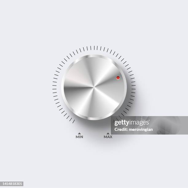 reglerlautstärkeknopf oder zifferblatt - lautstärkeregler stock-grafiken, -clipart, -cartoons und -symbole