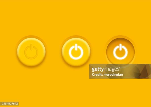 power icon. circular neumorphic power on off button design - toggle switch stock illustrations