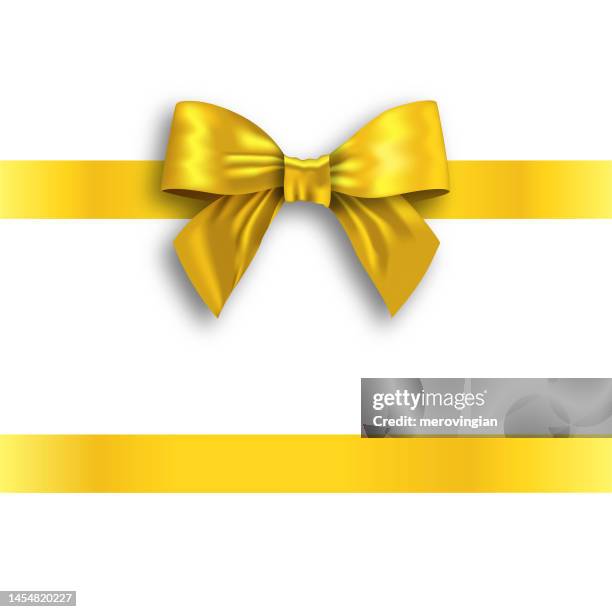 illustrations, cliparts, dessins animés et icônes de arc cadeau de couleur or avec ruban sur fond noir - noeud cadeau