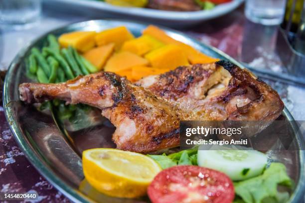 chicken churrasco with vegetables - praia stock pictures, royalty-free photos & images