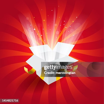 Magic gift box on red background Magic gift box on red background