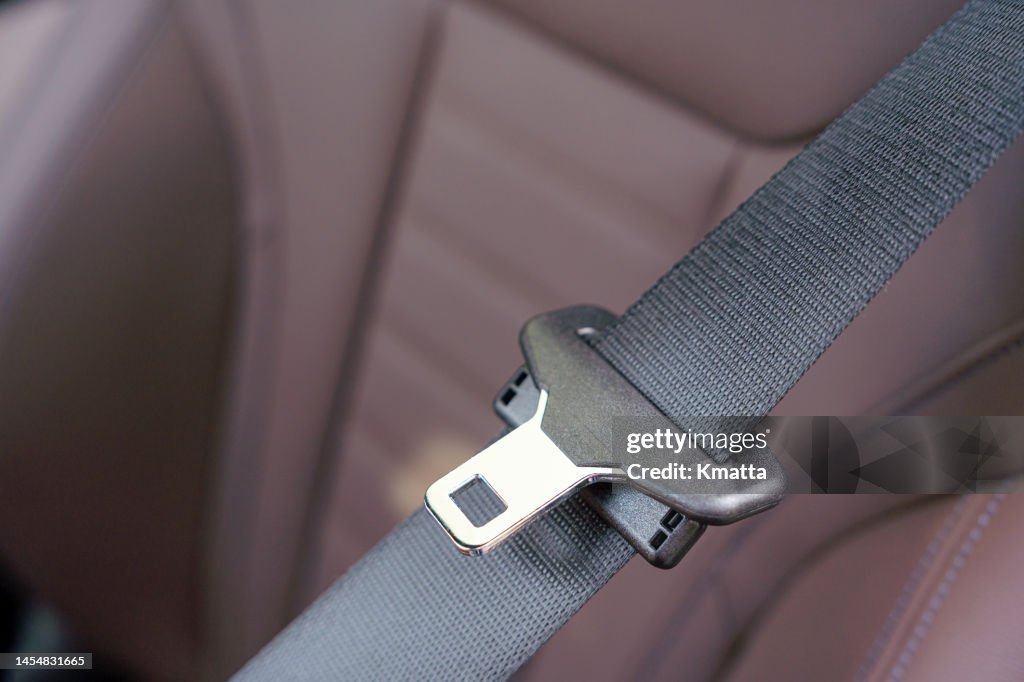 Seat belt Interior of modern car.
