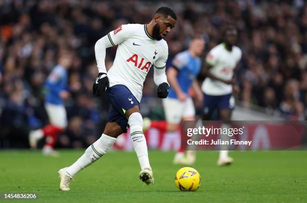 Japhet Tanganga of Spurs in action during the Emirates FA Cup third round matcvh between Tottenham Hotspurs and Portsmouth at Tottenham Hotspur...