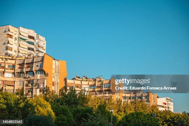 low angle view of communist era residential buildings and apartments - eastern europe ストックフォトと画像