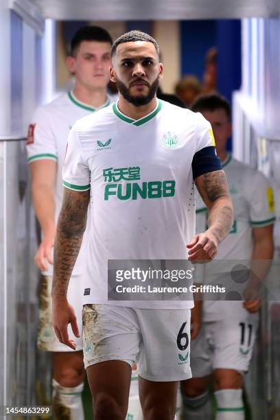 Jamaal Lascelles of Newcastle United enters the pitch after half time during the Emirates FA Cup Third Round match between Sheffield Wednesday and...
