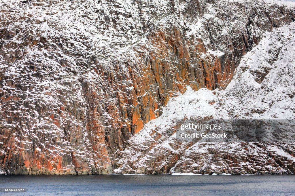 Freshly fallen snow in an arctic landscape