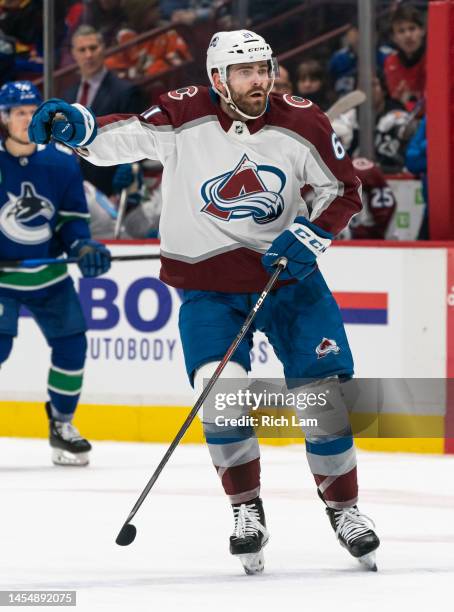 Martin Kaut of the Colorado Avalanche skates during NHL action against the Vancouver Canucks on January 2023 at Rogers Arena in Vancouver, British...