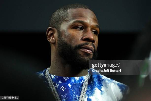 Floyd Mayweather attends a game between the Kansas City Chiefs and Las Vegas Raiders at Allegiant Stadium on January 07, 2023 in Las Vegas, Nevada.