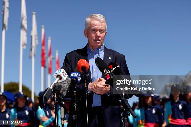 Craig Tiley, CEO of Tennis Australia speaks during a media opportunity ahead of the 2023 Australian Open at Melbourne Park on January 08, 2023 in...