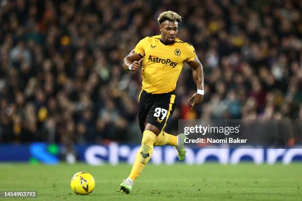 Adama Traore of Wolverhampton Wanderers during the Emirates FA Cup Third Round match between Liverpool and Wolverhampton Wanderers at Anfield on...