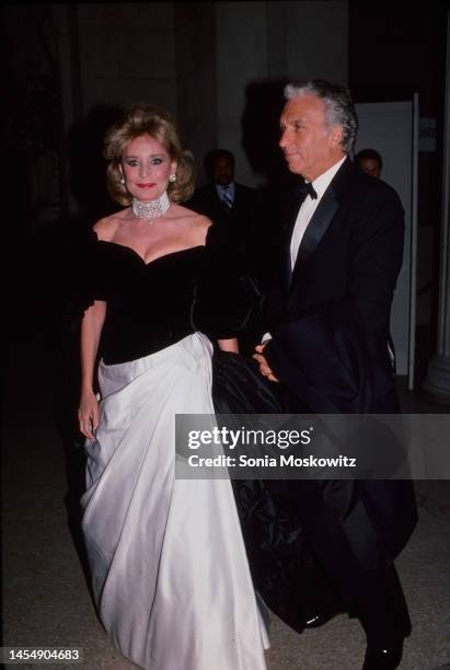 Married American couple, broadcast journalist Barbara Walters and businessman & tv producer Merv Adelson , attend the Met Gala at the Metropolitan...