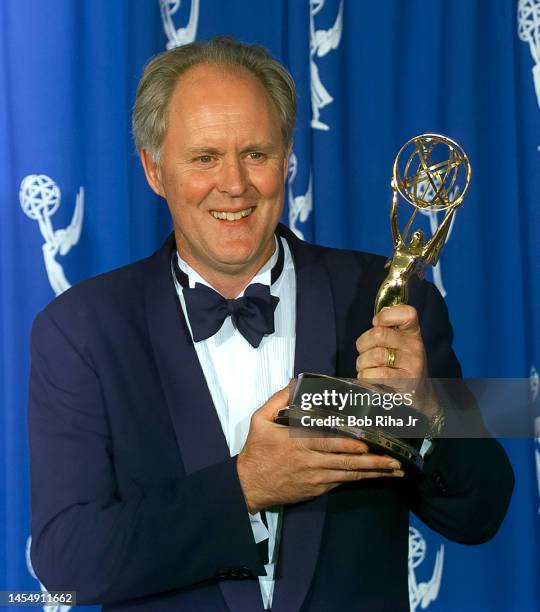 September 08 - Winner John Lithgow backstage at the Emmy Awards, September 8, 1996 in Pasadena, California.