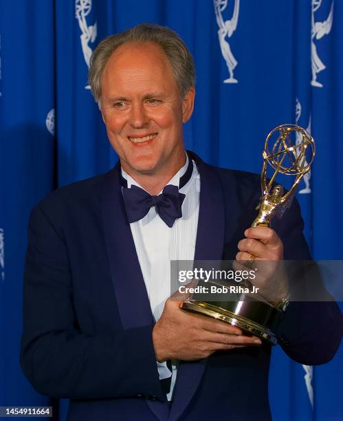 September 08 - Winner John Lithgow backstage at the Emmy Awards, September 8, 1996 in Pasadena, California.