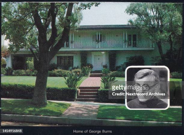 Vintage souvenir postcard published ca 1980 from the Fabulous Homes of Television and Movie Stars series, depicting mansions and grand estates of...