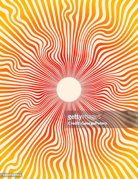 psychedelic sun with sunbeams - tarot cards stock illustrations