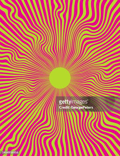 psychedelic sun with sunbeams - trippy stock illustrations