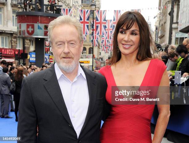 Sir Ridley Scott and Gianina Facio attend the World Premiere of 'Prometheus' at Empire Leicester Square on May 31, 2012 in London, England.