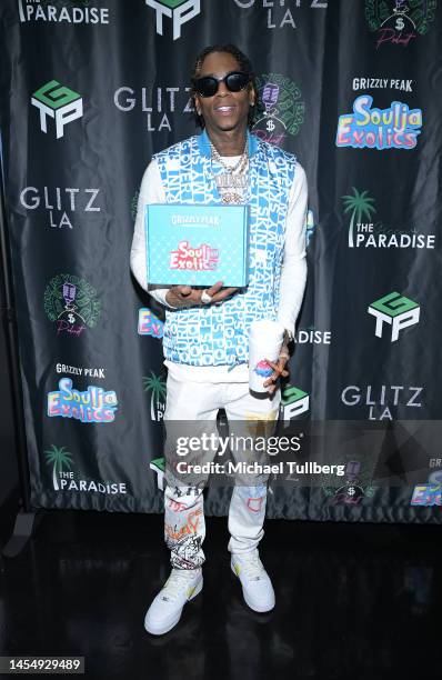 Soulja Boy attends the one-year anniversary celebration for the Green Paradise Dispensary at Green Paradise Dispensary on January 07, 2023 in Los...