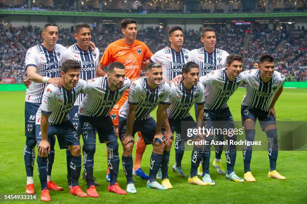 Players of Monterrey poses prior the 1st round match between Monterrey and Chivas as part of the Torneo Clausura 2023 Liga MX at BBVA Stadium on...