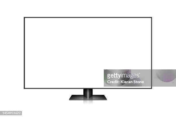 blank tv with tv stand - bildschirm stock-fotos und bilder