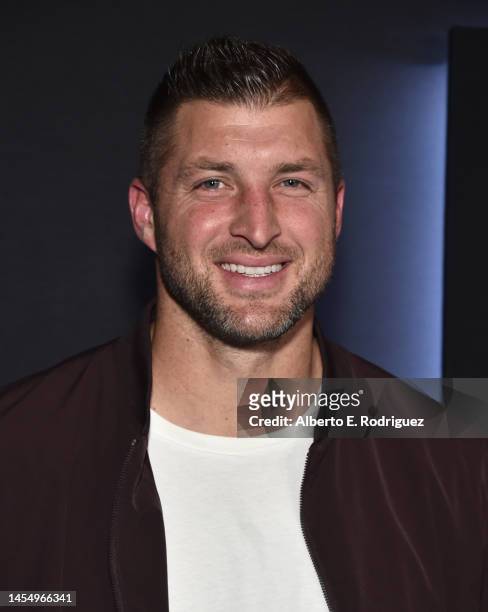Tim Tebow attends ESPN And CFP's Allstate Party At The Playoff Event at The Majestic Downtown on January 07, 2023 in Los Angeles, California.