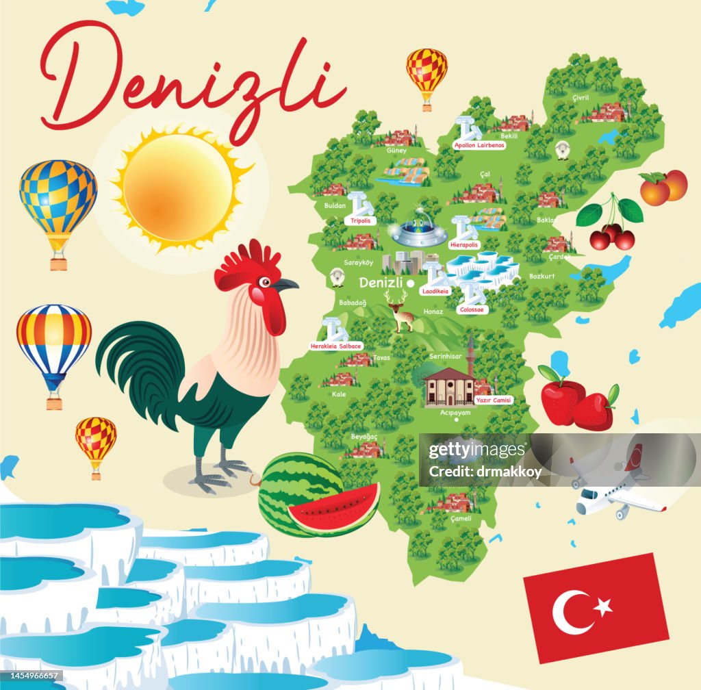 Cartoon Map of Denizli City