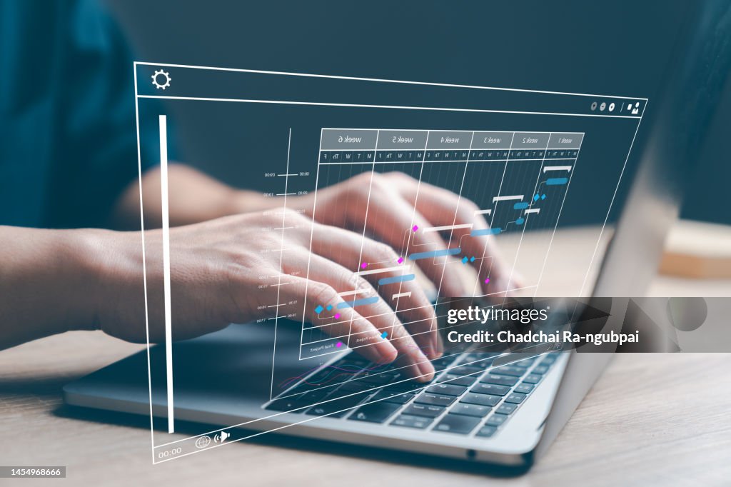 Analyst Working Computer Business Analytics Data Management System ...