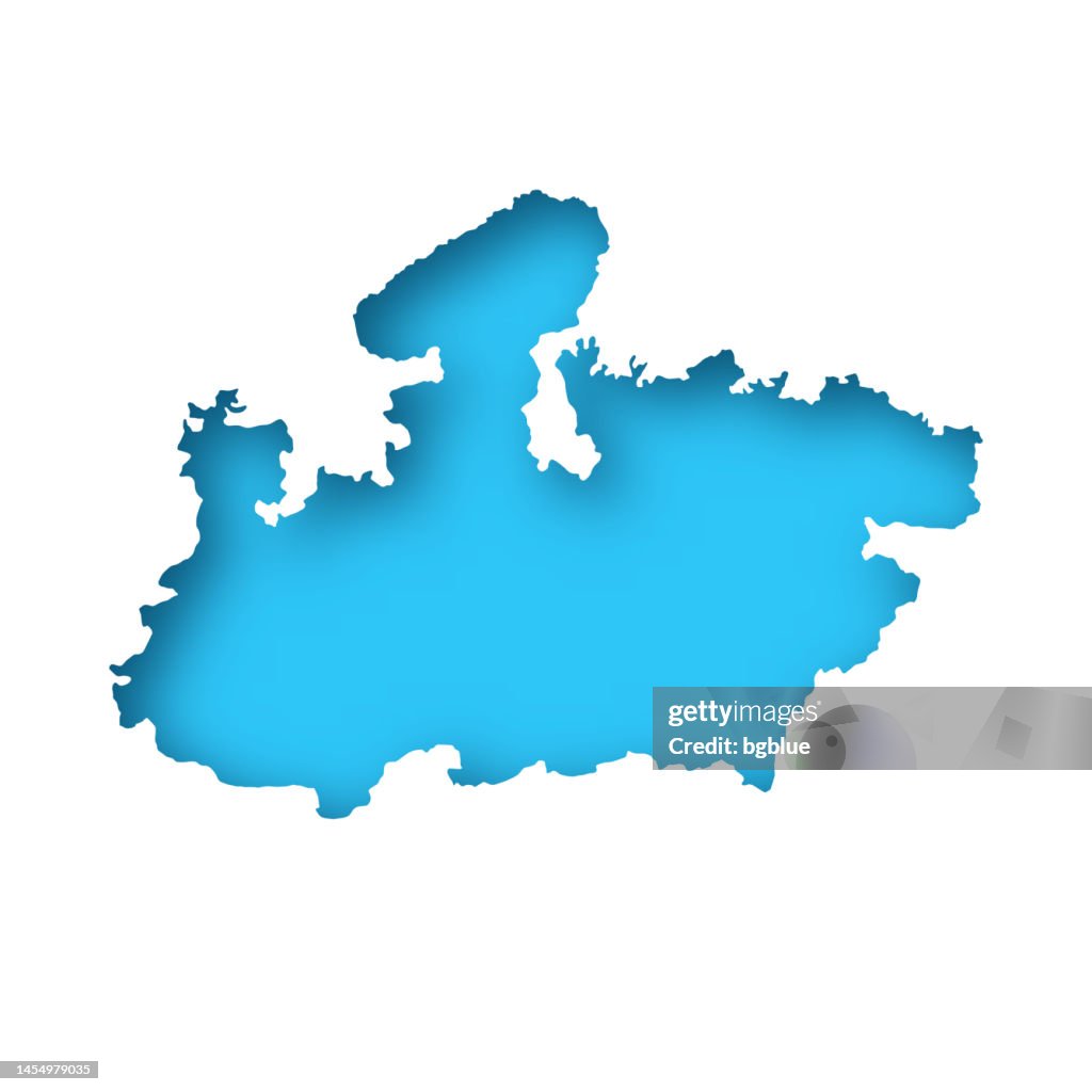 Mp Map Sticker Madhya Pradesh Map White Paper Cut Out On Blue Background High-Res ...