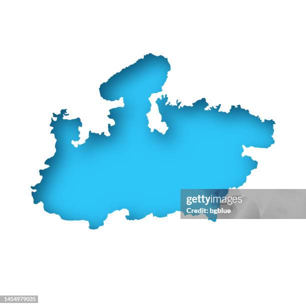 madhya pradesh map - white paper cut out on blue background - madhya pradesh stock illustrations