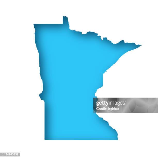 minnesota map - white paper cut out on blue background - minneapolis stock illustrations