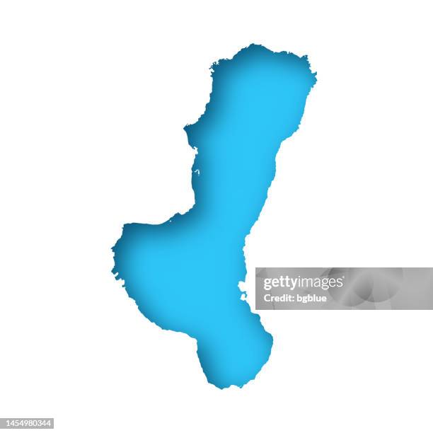negros map - white paper cut out on blue background - negros occidental stock illustrations
