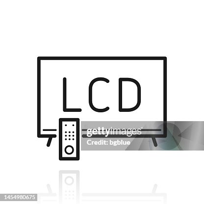 LCD TV. Icon with reflection on white background LCD TV. Icon with reflection on white background