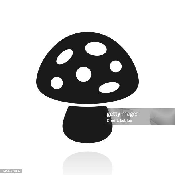 bildbanksillustrationer, clip art samt tecknat material och ikoner med mushroom. icon with reflection on white background - giftsvamp