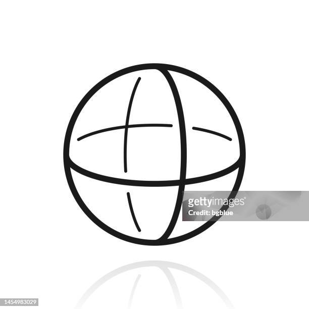 kugel. symbol mit reflexion auf weißem hintergrund - symmetry icon stock-grafiken, -clipart, -cartoons und -symbole