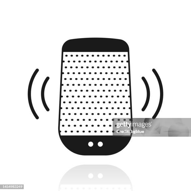 smart speaker - voice assistant. icon with reflection on white background - voice command system stock illustrations